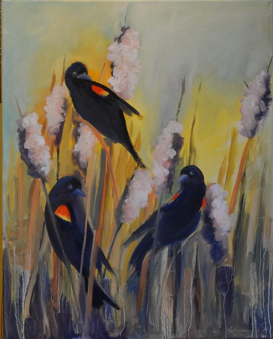 Blackbirds in the Cattails