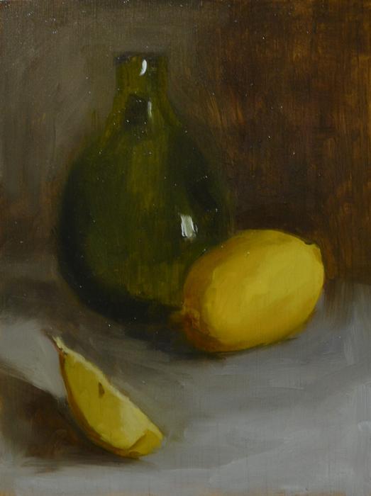 Green Bottle and Lemons